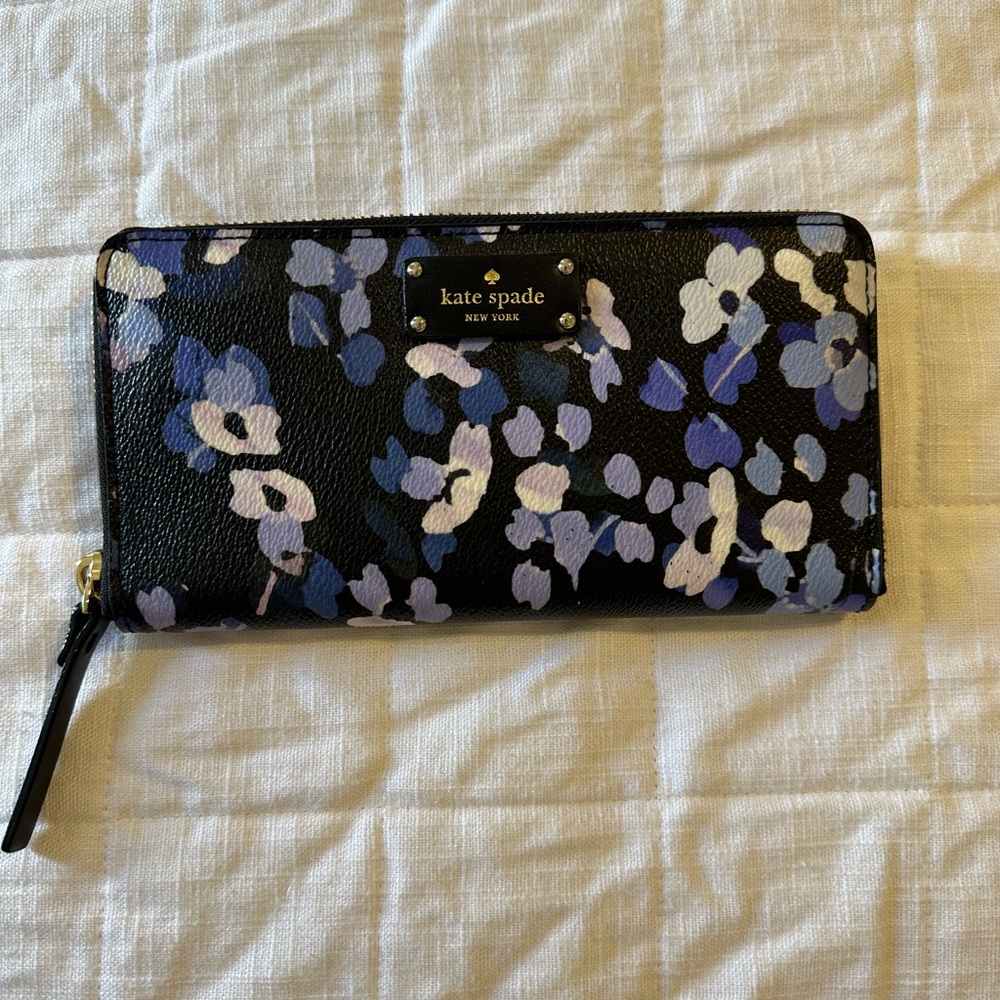 Kate Spade Black and Purple Floral Wallet